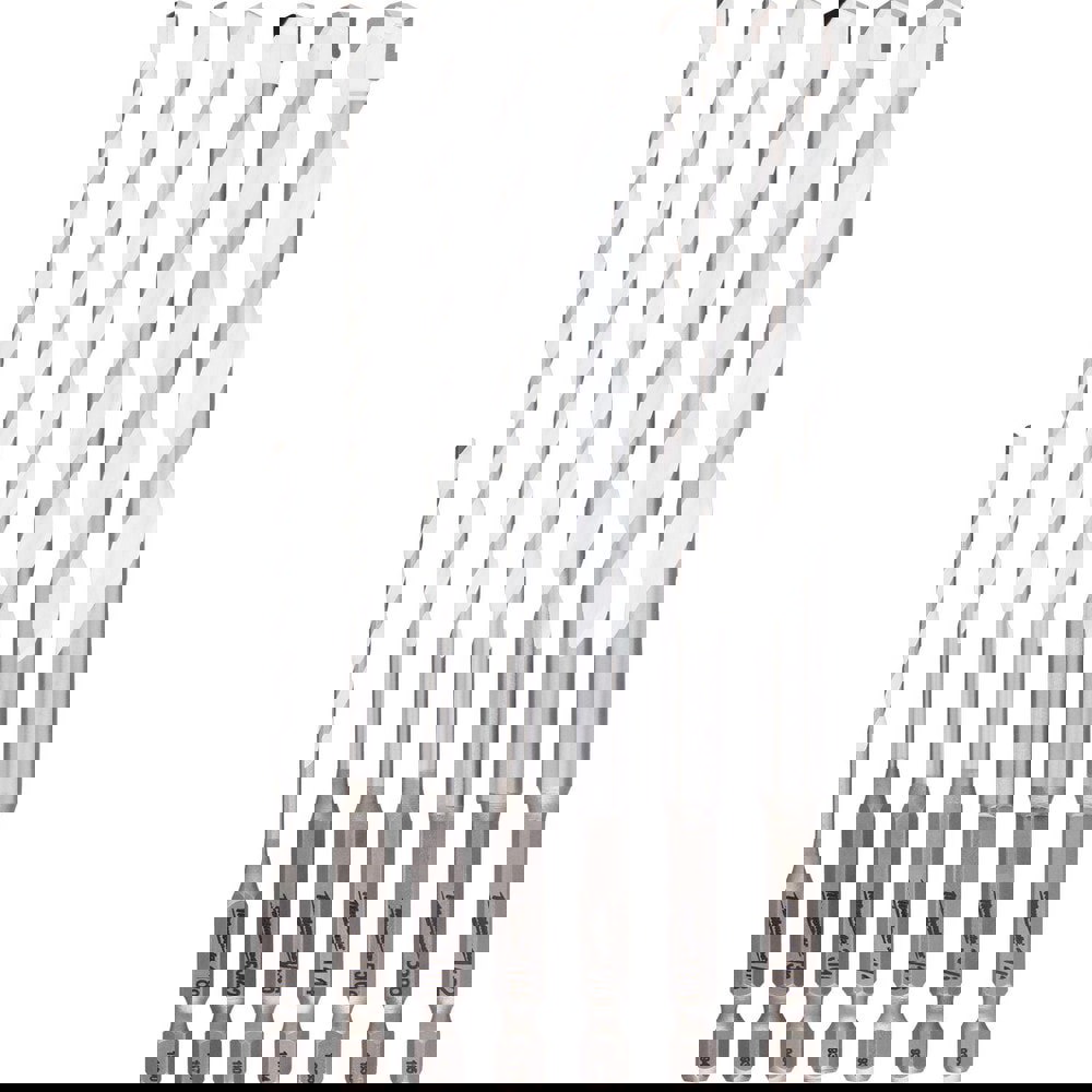 Drill Bit Sets; Drill Bit Set Type: Hex Shank Drill Bits ; Tool Material: Bi-Metal; Carbide ; Shank Type: Hex Shank ; Coating/Finish: Silver ; Point Type: Standard; Straight ; Drill Bit Sizes Included (Inch): 1/8, 5/32, 3/16, 1/4, 5/16, 3/8, 1/2